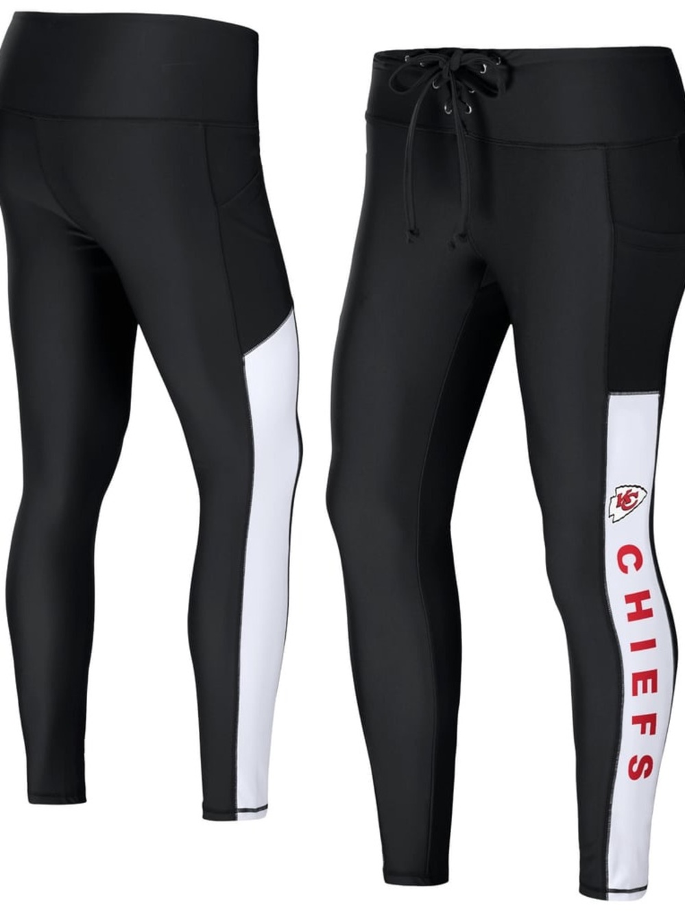 WEAR by Erin Andrews Kansas City Chiefs Leggings Black White Lace-Up Size M